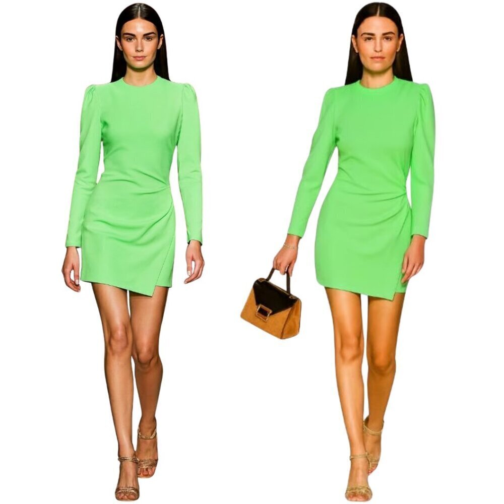A.L.C. Cady Jane Long Sleeve Asymmetrical Mini Dress Womens 0 Green Cocktail NWT